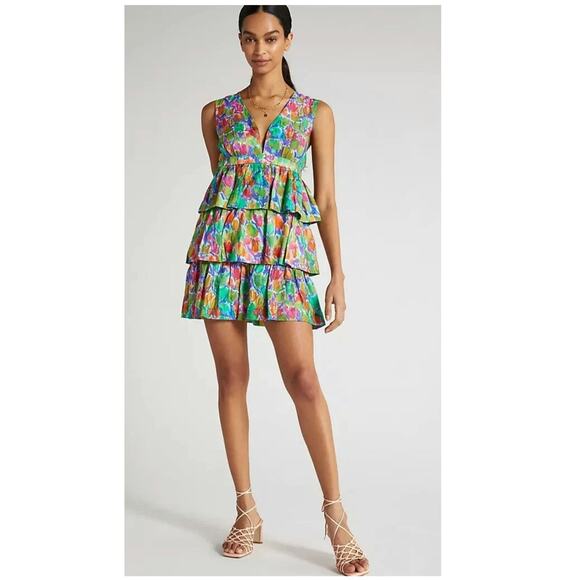 NWT Hope for Flowers by Tracy Reese Floral Printed Tiered Mini Dress $253 XL - Picture 5 of 6